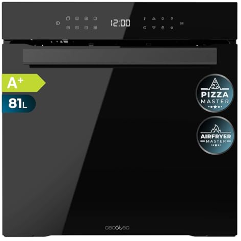 Cecotec Horno Integrable Pirolítico de 81L Bolero Hexa P506000 Glass Black A+. 11 Funciones con Airfryer Master, Pizza Master, 3D Cooking, Steam Base X2, Bajo Consumo, Fácil Limpieza, 5 Posiciones