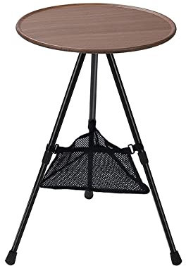 BWGHBH klappbarer Campingtisch Leichter Tisch für den Außenbereich Höhenverstellbar Perfekt für Picknicks Angelstrände RUND 37CM(Holzfarbe)