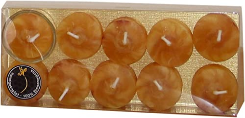 Kopschitz Kerzen 100% Bienenwachs Teelichter Natur marmoriert 17 x 38 mm, 10 Stück