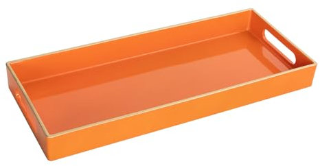 MAONAME Plateau de courtoisie rectangulaire en plastique avec poignées, plateau de salle de bain pour réservoir de toilettes, comptoir d'évier, 35,1 x 15,2 x 4 cm