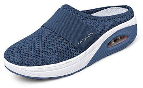 GYCS Diabetiker Hausschuhe Damen Sommer Flat rutschfeste orthopädische Schuhe Damen Casual Strandsandalen Größen 35-41 EU,Royal Blue,39 EU