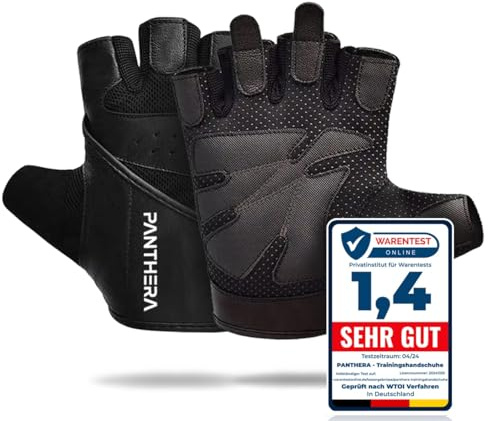 PANTHERA® Fitness Sport Handschuhe Fingerlose Atmungsaktive Fitnesshandschuhe Trainingshandschuhe für Krafttraining, Kraftsport, Crossfit, Bodybuilding, Radsport, Fahrrad, Gym zubehör Damen und Herren
