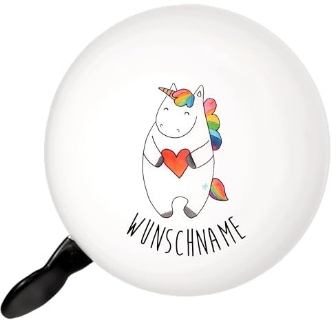 Mr. & Mrs. Panda Fahrradklingel Personalisiert Einhorn Herz - Personalisierte Geschenke, Freundin, Einhörner, klingel, individuelle, Mit Namen, Unicorn, Lustig
