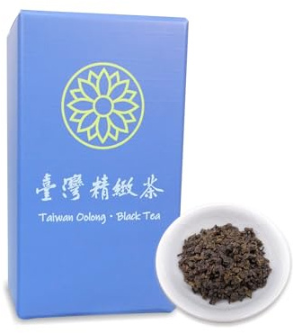 Trilliant-Traditional dong ding oolong tea, loose tea leaf, roasted Taiwan oolong tea, gongfu tea, 4 oz, smooth, sweet & baked chestnut flavors. (Chocolate tostado oscuro)