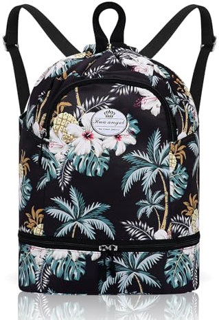 HUA ANGEL Leichter Rucksack Mit Kordelzug Sportrucksack Damen Mit Schuhfach Und Nassfach Wasserdichter Beutel Mit Kordelzug Für Reise Schwimm Training Beach Yoga Basketball FußBall