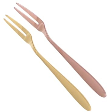 HEMOTON 2stücke Dessertgabeln Aus Edelstahl Mit Zwei Zinken Obstgabeln Probiergabeln Mini-besteckgabeln Gold Und Roségold Für Cocktails Obst Minikuchen Gebäck Vorspeisen Salat Zuhause Hote