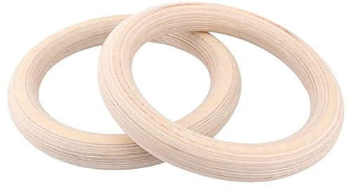 RaamKa Turnringe 1 Paar Turnringe aus Holz, Klimmzugring for das Krafttraining zu Hause.Verstellbare Träger for optional Ringe Turnen (Color : 2 Rings with Straps, Size : 28cm)