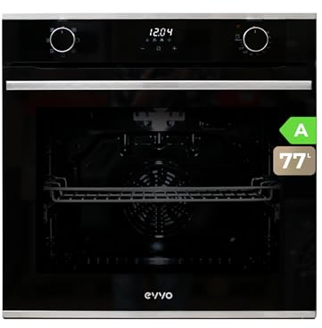 EVVO Horno Eléctrico Empotrable, Eficiencia A - 2800W, 72 Litros, Función Grill, 7 Programas, Temporizador, Mando Selector, Puerta Triple Acristalamiento Modelo: H20 (Color Inox)