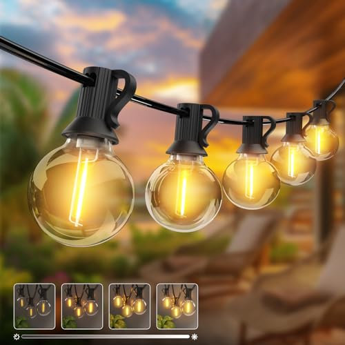 Kolpop Outdoor Festoon Light Mains Powered with 【Timer & Dimmable】 23M/76FT String Lights, 30+3 LED Bulb with Shatterproof, Waterproof Garden Lights for Outside Pergola Party Gazebo