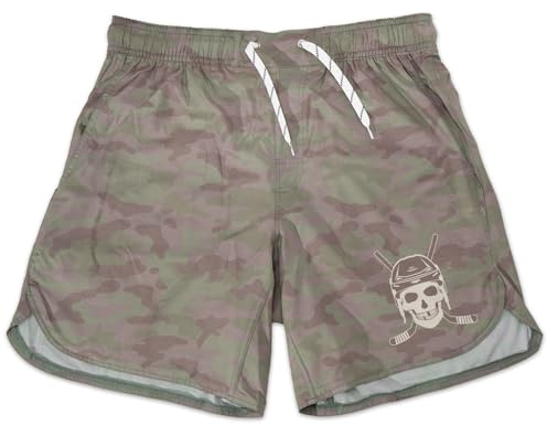 ChalkTalkSPORTS Hockey Shorts – Elastic Waistband Multi Pocket – Boys Men Youth Adult – Diehard Camo - Youth Large