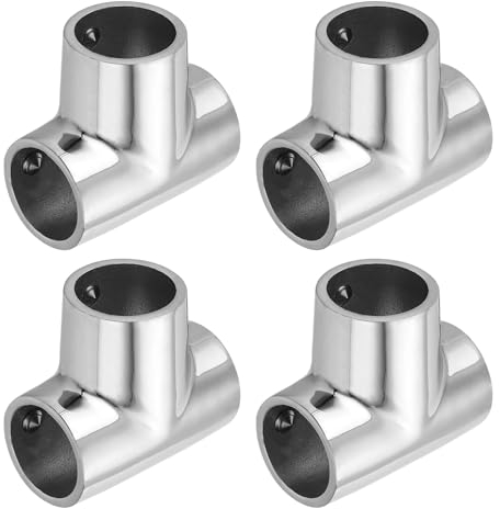 QUARKZMAN 4 Piezas de Accesorios para Barandilla de Barco, Conector de Tubería de 3 Vías de Grado Marino en Acero Inoxidable 316 para Tubos de 7/8 de Diámetro Exterior, Expositores