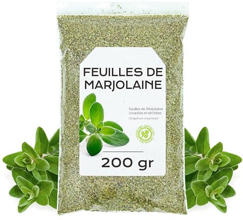 Maggiorana Foglie 200gr - Te di Maggiorana Essiccata | Con Proprietà Digestive e Rilassanti, si Distingue per il Sapore Delicato e l'Aroma Erbaceo Intenso e Naturale