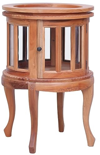 ShGaxin Vitrinenschrank, Vitrine, Wandschrank, Schrank Regal, Glasregal, Glasvitrine Stehend, Eckvitrine, Manga Regal, Natur 50 x 50 x 76 cm Massivholz Mahagoni