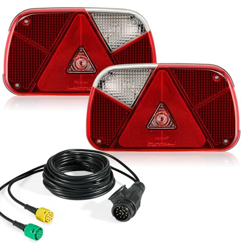 SPARKMOTO Anhängerlicht-Verkabelungsset, 13-polig, 12 V, Kombi-Rücklichter für Anhänger, Wohnwagen, LKW, mit 4 m Anhänger-Kabelbaum, vorverdrahtet, 13-poliger Anhängerstecker und 6-poliger