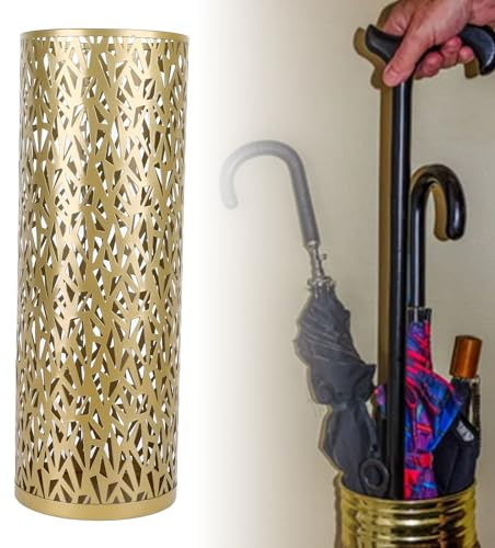 KKPLZZ Umbrella Stand Rack, Metal Umbrella Holder Stand Rack for Entryway, Freestanding Rain Collection Umbrella Organizer, Round Canes Walking Stick Storage Bin for Home Office Decor