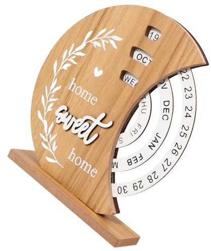 ROMISBABA Kalender Aus Holz Dekorativer Scheibenkalender Eleganter Tischkalender Für Den Schreibtisch Bürobedarf Drehbarer Schreibtisch-dekorkalender