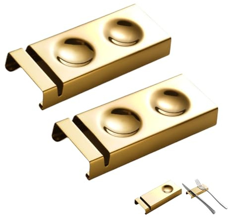 HSTWODE 2 Stück Edelstahl 304 MesserbäNkchen,StäBchenhalter,EssstäBchen Rests FüR Esstisch,FüR Verschiedene Essensszenen,Es Kann Als Dekoration Auf Dem Esstisch Verwendet Werden (Gold-Stil 2)