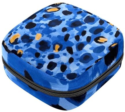 Borsa per assorbenti igienici, borsa per il primo ciclo mestruale blu leopardo per donne e ragazze, custodia per coppetta mestruale, porta tamponi mestruali femminili