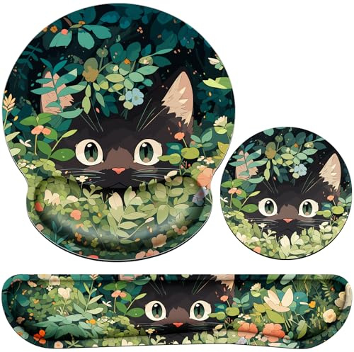 Tapis Souris 3-en-1 Gel Mémoire,Repose-Poignet,Sous-verre Antidérapant