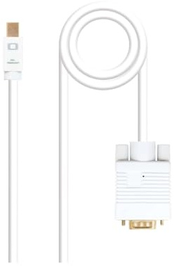 PRENDELUZ Câble convertisseur Mini DisplayPort vers VGA 5 m, blanc, idéal pour connecter des appareils à des projecteurs et moniteurs externes.