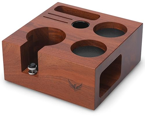 KNODOS 54mm Espresso Tamping Station for Sage Espresso Machine Accessories Rosewood Tamper Stand & Portafilter Holder