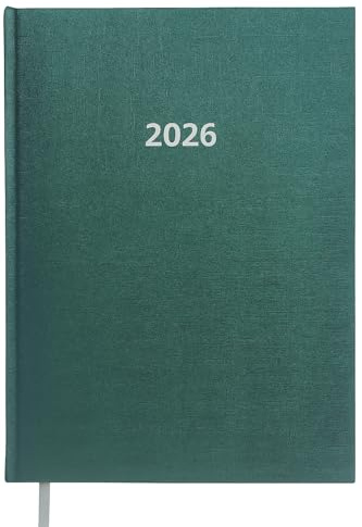 2026 ADINA Buchkalender A4 1 Tag auf 1 Seite auch sonntags grün-metallic