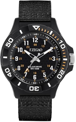 F.ZEGAO Solar Powered Watches for Men, 100M Diving Waterproof Watch for Men