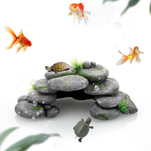 RPHONGHONG Aquarium Höhle, Aquarium Deko Höhle Harz Steine Terrarium Deko Reptile Versteck Wasserschildkröten Zubehör für Schildkröten Axolotl Garnelen Betta Fisch Schwimmhabitat