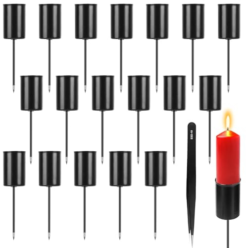 18 stycken adventskrans för ljusstakar: Retro ljushållare med kort spik, ljusstake, stavljus, svart till jul, bröllop, halloween, födelsedag och hem