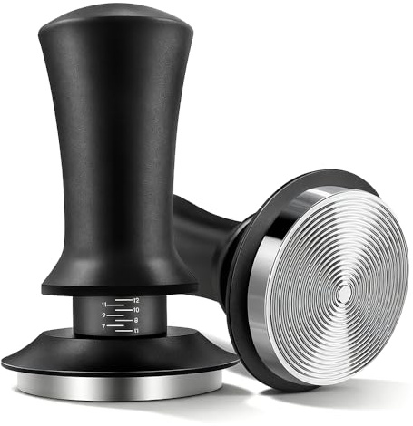 SGZIOO Tamper 58 mm, 30 lbs, pressa per caffè con base Ripple, pressione regolabile per espresso con 2 molle di rimbalzo automatico per gli amanti del caffè, livello di entrata