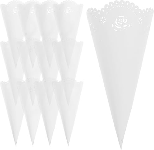 jojofuny Cônes en Papier Kraft Creux Porte-confettis 20 Pièces Transparent Sulfurisé pour Décorations Mariage Fête Pétales Roses