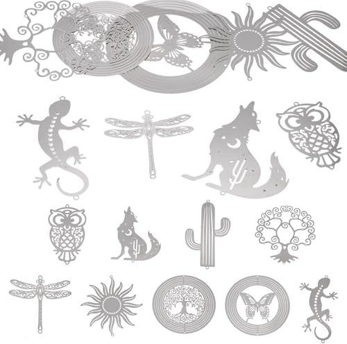 Craftora 9 ciondoli in filigrana in acciaio inox a forma di animali, insetti, decorazioni in metallo, per decorazioni a forma di albero per campanelli a vento, gioielli, casa, feste, decorazione auto