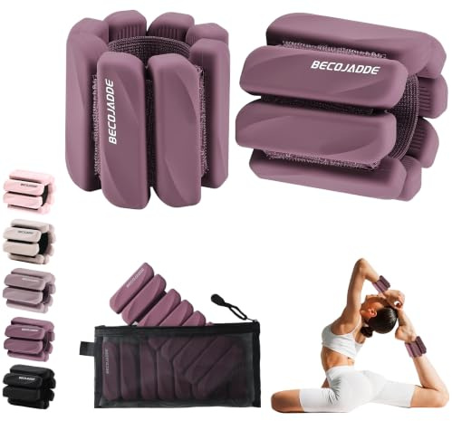 BECOJADDE Gewichtsmanschetten fuß 0.45 KG / 0.9 KG Je Gewichte für Beine und Arme Set 2 Ankle Weights Handgelenk Gewichte Knöchelgewichte Fussgewichte für Laufen Joggen Cardio Aerobic Krafttraining
