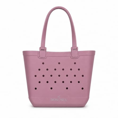 BOSCARA Bolso EVA Playa Grande – Bolsa Impermeable Mujer con Asas Largas, Diseño Perforado, Ligero y Fácil de Limpiar, Ideal para Playa, Piscina y Camping, Lavanda