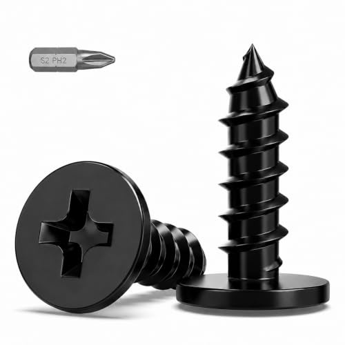 100Pcs Black Self Tapping Screws, M3 x 10mm Phillips Flat Head Wood Screws | 304 Stainless Steel Screw for Wood, Plastic, Furniture and General Fixing