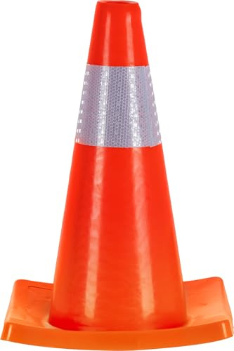 10x Stagecaptain LK-450 Leitkegel aus Kunststoff - Warnkegel Set 45 cm hoch - Reflektierende Pylone - Verkehrshütchen Stapelbar - Orange