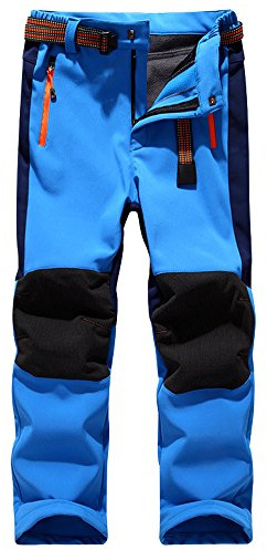 Jessie Kidden Kids Boys Girls Youth Waterproof Windproof Hiking Ski Snow Pants Elastic Waist Warm Insulated Fleece Lined Winter Pants #16010-Light Blue,4-5Years