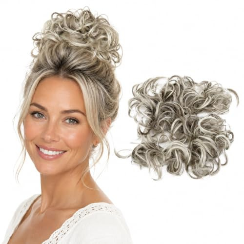 CAISHA XXL Posticcio Capelli Elastici Acconciature Da Sposa Voluminoso Riccio Chignon Biondo Scuro Mix HW38