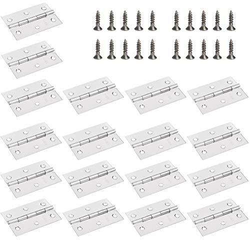 FOCCTS 18 Pack Folding Door Hinges, 2 x 3 inch Stainless Steel Square Butt Hinges for Home Furniture Hardware Closet Door with Enough Screw