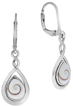 Zeeme Pearls Damen Ohrhänger 925/- Sterling Silber 3,7cm Glänzend Muschel weiß 342230018-1