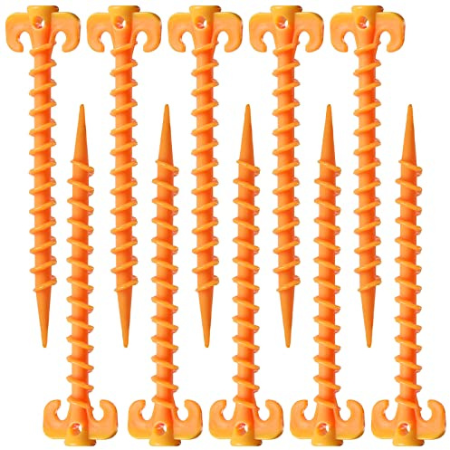behone Ongles au Sol Piquets de Tente en Plastique PP de Qualité, Corde Piquet Clou pour la Tente d'Exterieur Equipement Accessoire de TentePour Plage, Plage, Jungle, Boue.Jaune(20cm×4.5cm, ⌀10)