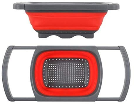 Xrten Juego de Colador Plegable, Escurridor Silicona Plegable Cocina para Escurrir Pasta de Frutas y Verduras