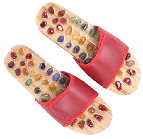 Exceart 1 Paar Herren Sandalen Hausschuhe für Plantarfasziitis Beutel für Damenbinden Herrensandalen Massageslipper aus Achat Gesundheitsmassageschuhe Fußsohle Freizeitschuhe Bambus