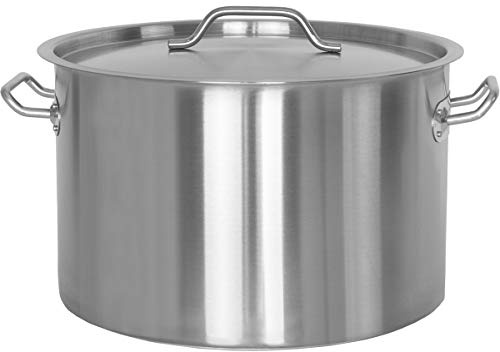 Beeketal 'BKT-32' Gastronomie Kochtopf ca. 30 Liter aus Edelstahl mit starken Griffen und Deckel, Topf für alle Herdarten geeignet (Induktion, Gas, Glaskeramik), ideal als z.B. Suppentopf
