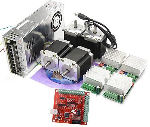 4 Axis Nema23 Stepper Motor Driver USB Mach3 CNC Motion Controller Kit 24V