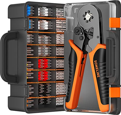 SOMELINE Crimping Tools Set with 24 Types of Ferrules - Ferrule Pliers 0.25-10mm²(AWG 24-8) I Electricians Tools, Crimper, Crimping Pliers, Wire Crimping Tool, Crimping Tool