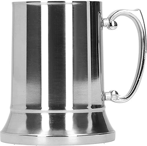HSFS biergläser Set 560ml Edelstahl Bierbecher Silber Weinbecher Trinkbecher mit Griff für Kaffee Tee Biergetränk doppelwandig Becher Große Kapazität für den Heimgebrauch biergläser Set