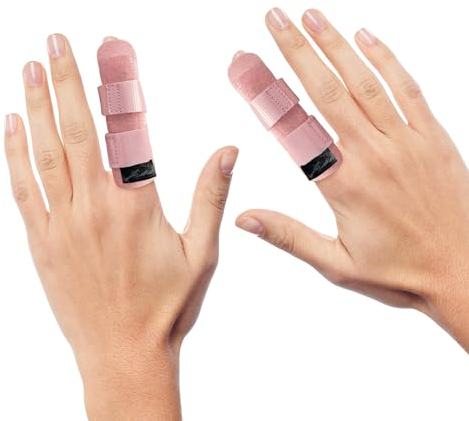 Dr. Arthritis Férula Dedo Desarrollada por Médicos - Ortesis para Índice, Medio, Anular y Meñique Extensora - Protector para Rehabilitación - Manual Sanitario Incluido (Talla S/M, Rosa, Par)