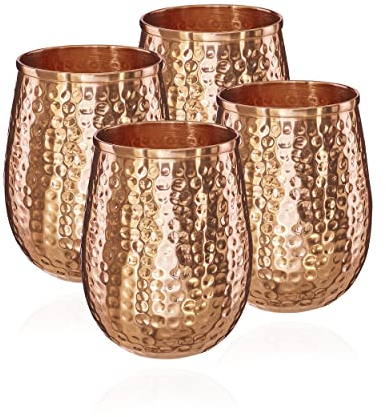 NKlaus 4x gobelets en cuivre pur 100% Ayuverda Gobelets Ovale Moscow Mule 500ml 11262