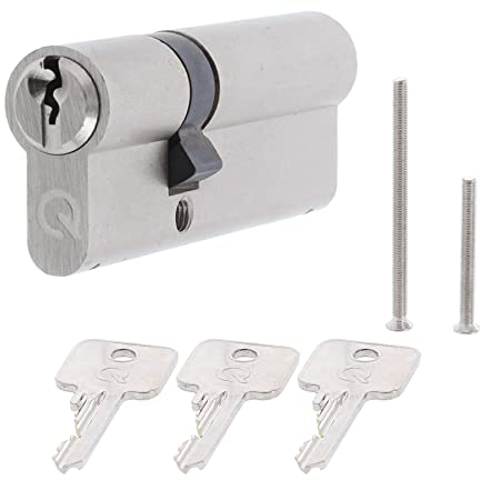 QPlus24 Doppelzylinder gleichschließend Schließzylinder mit 3 Schlüssel und Einkaufswagenlöser Türschloss Haustür Sicherheitsschloss 45/65 gs3